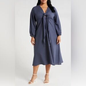 NWT Harshman Novella Cotton/Linen Dress Size 2 XL Dark Indigo Retail $322